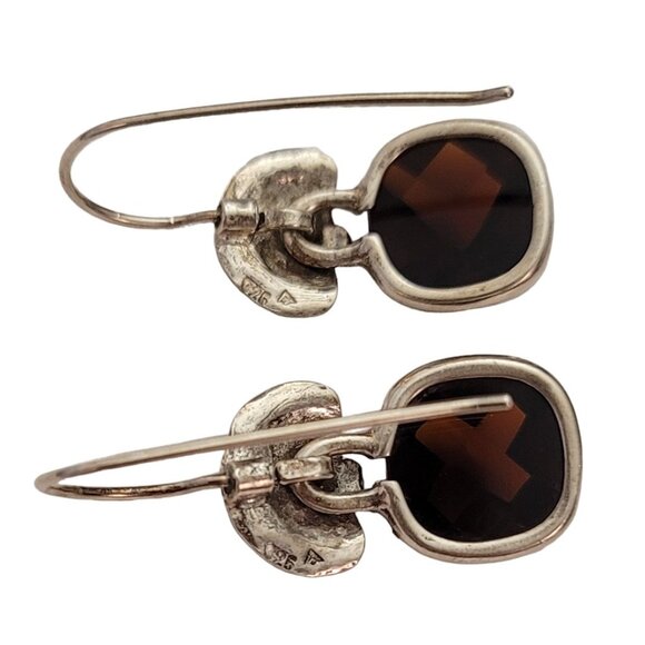 Silpada Faceted Square Smoky Quartz Sterling Silver French Hook Earrings, E738 - Picture 7 of 9